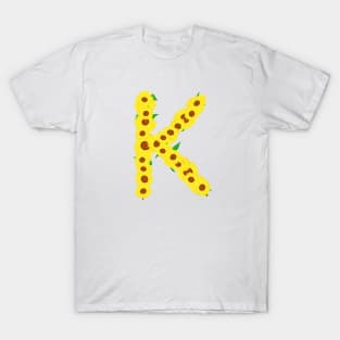 Sunflowers Initial Letter K (White Background) T-Shirt